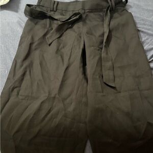 Black High-Waisted Pants with Belt linen nwot